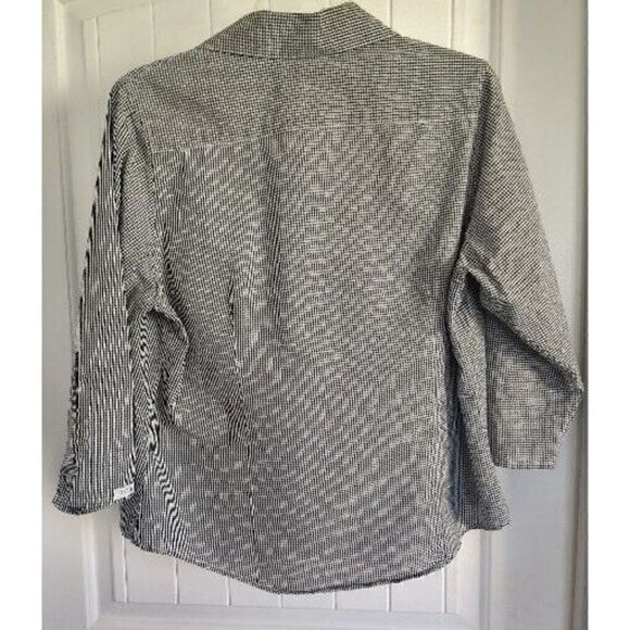 ROCKIES Black White Checkered 3/4 Sleeve Button Down Top Women’s Size XL - Picture 4 of 6